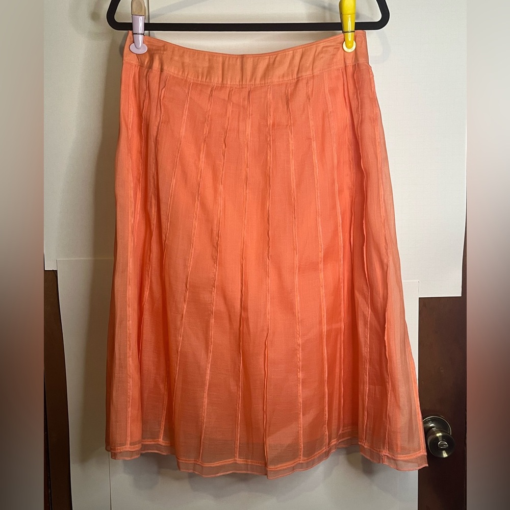 Felicia & Company Women’s Waist 31 Orange Silk Cotton Blend A-Line Skirt